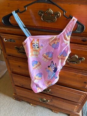 Kids One-Piece Swimsuit - Pink Blue Cupcake Print